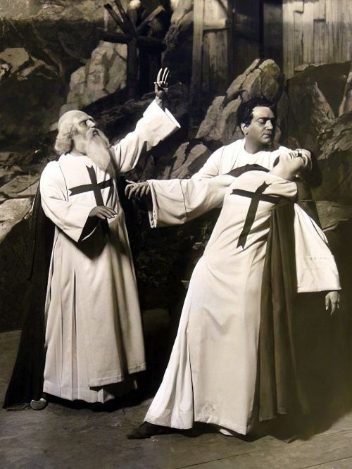 José Mardones (Gvardijan),  Enrico Caruso (Don Alvaro) i Rosa Ponselle (Leonora), Giuseppe Verdi, <em>Moć sudbine</em>