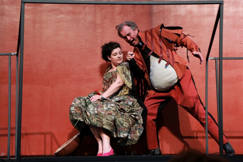 Anamarija Knego (Mrs Alice Ford) i Giorgio Surian (Falstaff), Giuseppe Verdi, <em>Falstaff</em>, HNK Ivana pl. Zajca, Rijeka, 2018.