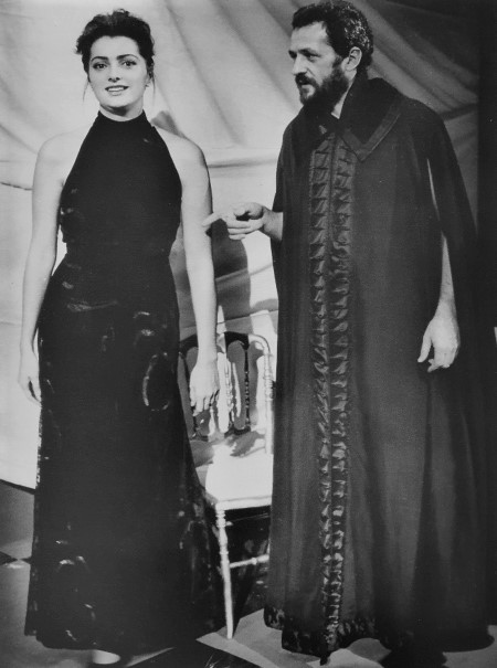 Sonja Milenković (Francesca) i Ivica Šarić (Cristoforo), Marij Kogoj <em>Črne maske</em>, SNG Ljubljana, Cankarjev dom, premijera 1990