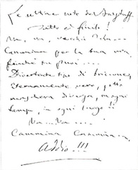 faksimil Verdijeve poruke nakladniku Giuliju Ricordiju