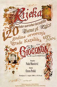 Kazališni plakat izvedbe opere LA GIoconda u Rijeci 2006.