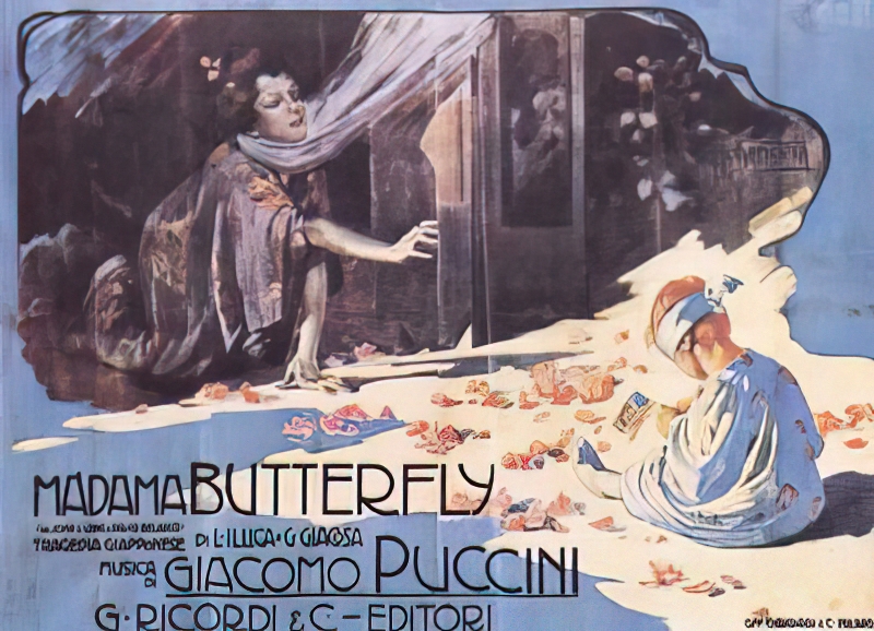 Prvi poster opere <em>Madame Butterfly</em>, 1904.