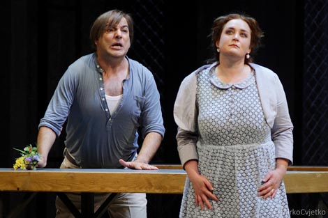 Roman Sadnik (Laca Klemen), Tamara Franetović Felbinger (Jenůfa); Hrvatsko narodno kazalište u Zagrebu: Leoš Janáček, Jenůfa, dir. Srboljub Dinić, red. Ozren Prohić, foto © Mirko Cvjetko