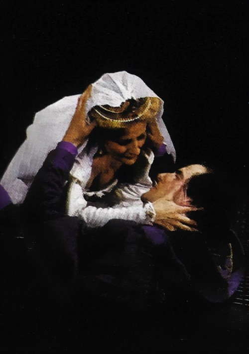 Branka Beretovac (Lady Ana) i Josip Lešaja (Richard), Igor Kuljerić <em>Richard III</em>, HNK u Zagrebu, praizvedba 16. travnja 1987.