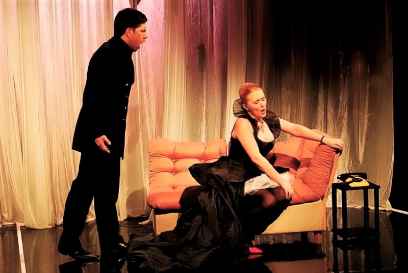 Ronald Braus (Ben) i Lidija Horvat-Dunjko (Lucy), Gian Carlo Menotti, <em>Telefon</em>, Opera bb na gostovanju u Madlenianumu, 2016. 