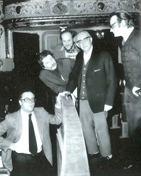 Nikša Bareza, Jakov Gotovac, Stanko Gašparović, Zoran Juranić i Karlo Kraus na pokusu u zagrebačkoj Operi