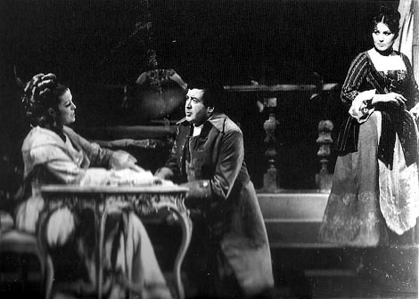 Blaženka Milić (Grofica), Vladimir Ruždjak (Grof) i Nada Siriščević (Suzana) – Wolfgang Amadeus Mozart, Figarov pir, HNK u Zagrebu, premijera 1977.