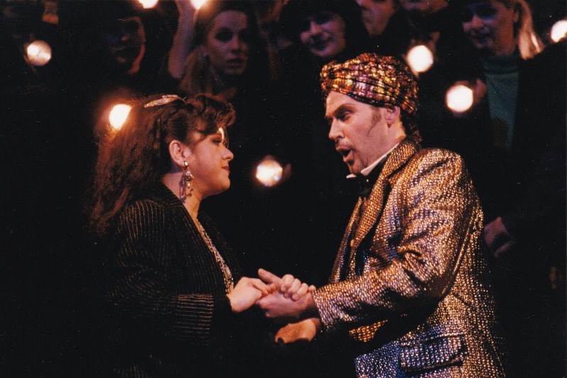 Neda Martić (Zaida) i Ivica Čikeš (Selim), Gioachino Rossini <em>Turčin u Italiji</em>, HNK Split, premijera 1998.