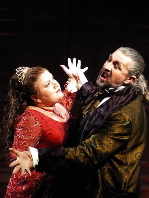 Sanja Toth-Špišić (Tosca), Valentin Enčev (Scarpia), Giacomo Puccini <em>Tosca</em>,  HNK u Osijeku, premijera 2003.
