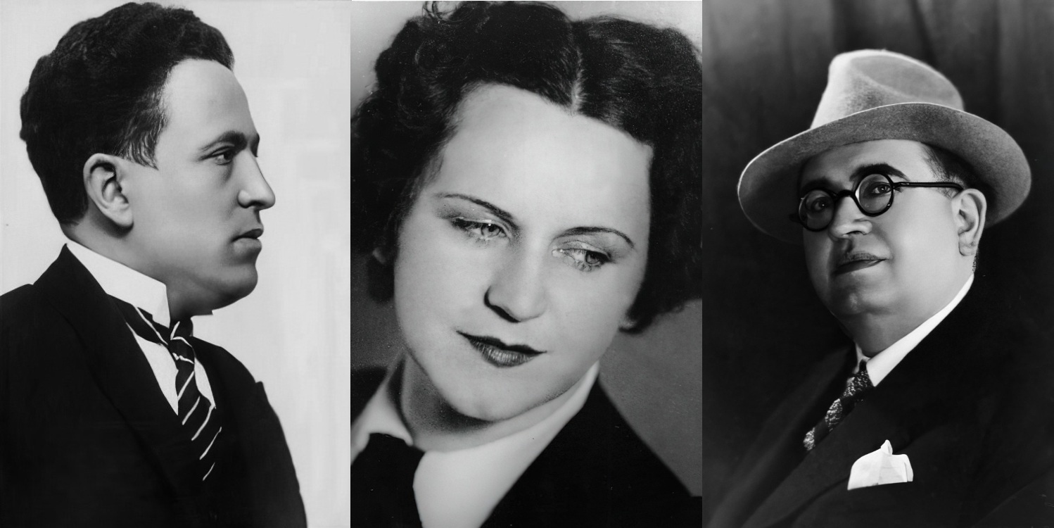 Mario Šimenc (Gorica, 23. siječnja 1896. – Zagreb, 26. studenoga 1958.), Ančica Mitrović (Rijeka, 10. prosinca 1894. – Zagreb, 20. lipnja 1986.), Drago Hržić (Zagreb, 2. veljače 1896. – 21. studenoga 1978.)