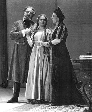 Milan Pihler (Zrinski), Silvija Ferluga (Jelena) i Štefanija Lenković (Eva) – Ivan pl. Zajc, Nikola Šubić Zrinski, Narodno kazalište na Rijeci, 2. studenoga 1946.