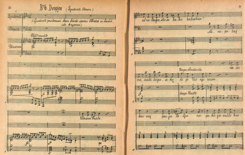 Opera <em>Ljubav i zloba</em>, dvopjev Ljudevita i Obrena