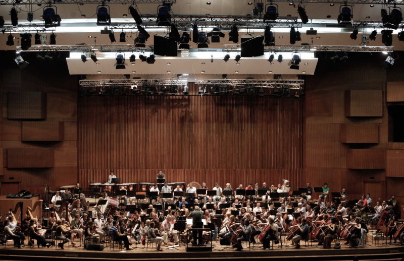 Na svećanoj izvedbi Schönbergovih <em>Gurre-Lieder</em> u povodu Barezinog 80. rođendana, Lisinski 2016., (fotografija s probe) 